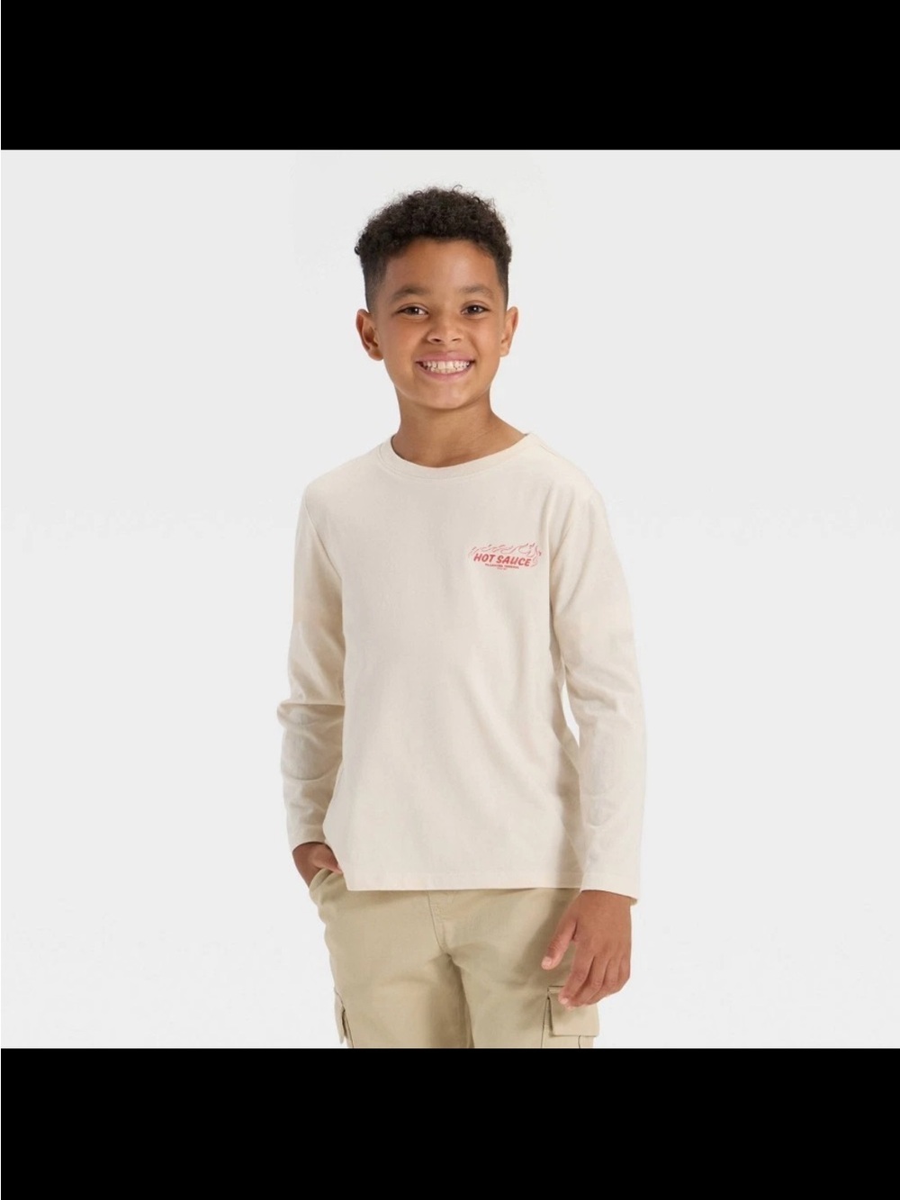 Cat & Jack NWT Boys' Long Sleeve 'Hot Sauce' Graphic T-Shirt